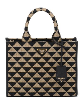 Prada Small Symbole Jacquard Fabric Handbag Black